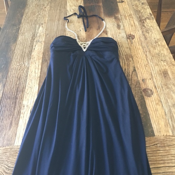 Floor length formal blue cache dress - Picture 4 of 5